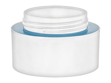 2 oz., 53mm Finish, White/Blue, Jars, Other, Double Wall Round