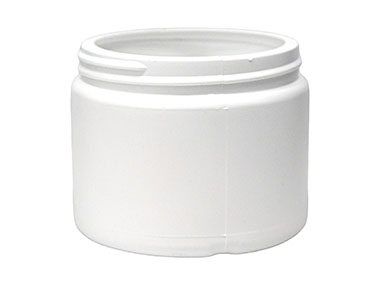 6 oz., 70/400 Finish, White, Jars, HDPE, Single Wall Round, Label Panel