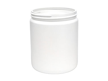 20 oz., 89/400 Finish, White, Jars, HDPE, Single Wall Round, Label Panel