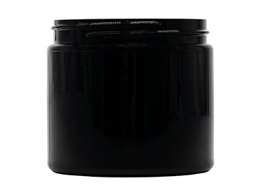 16 oz., 89/400 Finish, Black, Jars, PET, Straight Sided, Single Wall Round