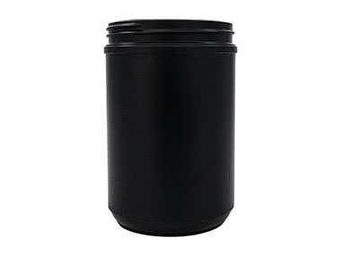 40 oz., 100/400 Finish, Black, Jars, HDPE, Single Wall Round, Label Panel