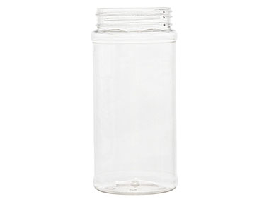 16 oz., 63/485 Finish, Clear, Jars, PET, Spice Style Cylinder Round, Label Panel