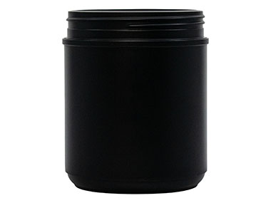 55 oz., 120mm Finish, Black, Jars, HDPE, Single Wall Round, Label Panel