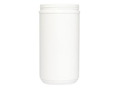 44 oz., 100mm Finish, White, Jars, HDPE, Single Wall Round, Label Panel