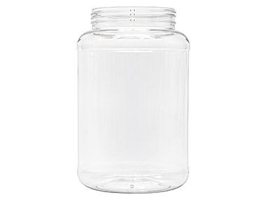 3000 cc, 110mm Finish, Clear, Jars, PET, Single Wall Round, Label Panel