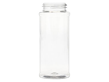 12 oz., 53/485 Finish, Clear, Jars, PET, Spice Style Cylinder Round, Label Panel