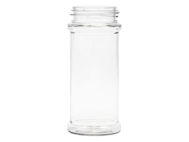 5.5 oz, 48/485 Finish, Clear, Jars, PET, Spice Style Cylinder Round, Label Panel