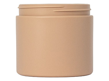 16 oz., 89/400 Finish, Beige, Jars, HDPE, Single Wall Round, Label Panel