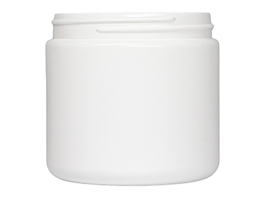 16 oz., 89/400 Finish, White, Jars, HDPE, Single Wall Round, Label Panel
