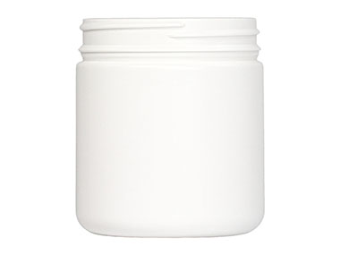16 oz., 89/400 Finish, White, Jars, HDPE, Single Wall Round, Label Panel