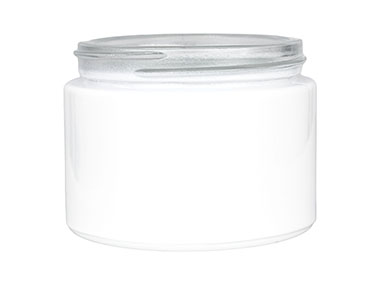 50 mL, 58/400 Finish, White, Jars, Glass, Round, Spray Coated