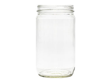 32 oz., 89/400 Finish, Flint, Jars, Glass, Round