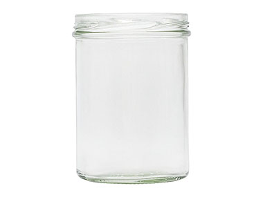 14 oz., 82mm 6 Lug Finish, Flint, Jars, Glass, Round, Label Panel