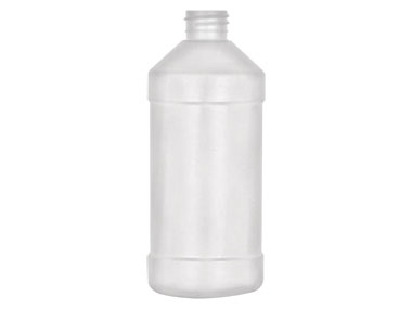 16 oz., 28/410 Finish, Natural, Bottles, HDPE, Modern Round, Label Panel