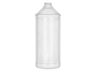 32 oz., 28/400 Finish, White, Bottles, HDPE, Modern Round, Label Panel
