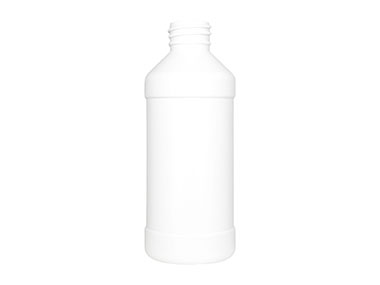 8 oz., 28/410 Finish, White, Bottles, HDPE, Modern Round, Label Panel