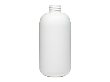 16 oz., 28/410 Finish, White, Bottles, HDPE, Boston Round