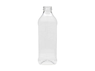 1 Liter, 38/400 Finish, Clear, Bottles, PET, Square, Olive Oil Style, Label Panel