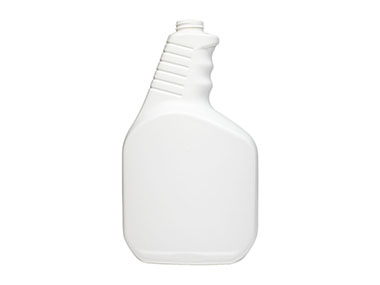 32 oz., 28/400 Finish, White, Bottles, HDPE, Trigger Oblong, Ribbed Neck, Pistol Grip
