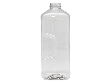 57 oz., 38/400 Finish, Clear, Bottles, PET, Square, Label Panel