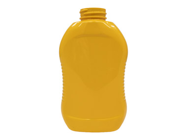 18 oz., 38/400 Finish, Yellow, Bottles, PET, Pinched Waist Oblong, Label Panel, Ribbed Side