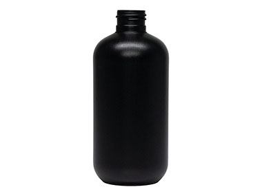 8 oz., 24/410 Finish, Black, Bottles, HDPE, Boston Round