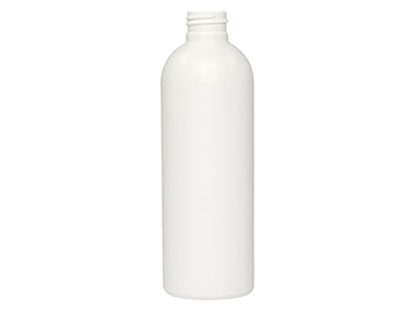 8 oz., 24/410 Finish, White, Bottles, HDPE, Bullet