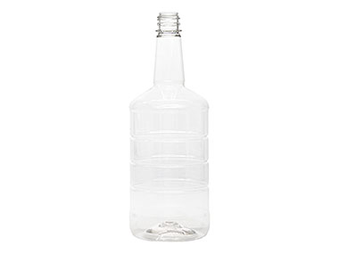 58 oz., 33mm TE Finish, Clear, Bottles, PET, Liquor Style Round, Long Neck, Label Panel