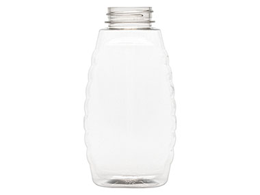 12 oz., 38/400 Finish, Clear, Bottles, PET, Tapered Oval, Ribbed Sides, Label Panel