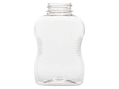 9 oz., 38/400 Finish, Clear, Bottles, PET, Pinched Waist Oblong, Label Panel, Ribbed Sides