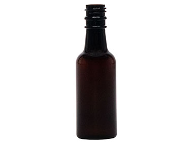 50 mL, 18mm TE Finish, Amber, Bottles, PET, Liquor Style Round