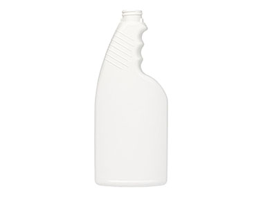16 oz., 28mm Ratchet Finish, White, Bottles, HDPE, Trigger Oblong, Ribbed Neck, Pistol Grip