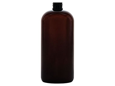 32 oz., 28/410 Finish, Amber, Bottles, PET, Boston Round