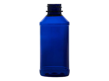 4 oz., 24/400 Finish, Cobalt Blue, Bottles, PET, Modern Round, Label Panel