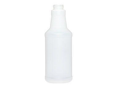 16 oz., 28/400 Finish, Natural, Bottles, HDPE, Carafe Style Round, Ringed Neck, Label Panel