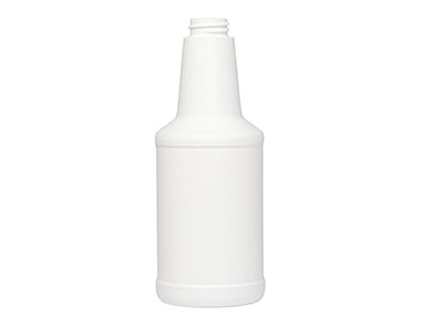 16 oz., 28/400 Finish, White, Bottles, HDPE, Carafe Style Round, Label Panel