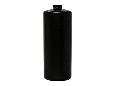 32 oz., 28/400 Finish, Black, Bottles, HDPE, Cylinder Round, Label Panel