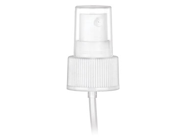 24/410 Finish, White, Sprayers, Fine Mist, Fine Ribbed, Clear Hood, 6 1/4" DT