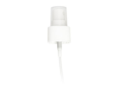 24/410 Finish, White, Sprayers, Fine Mist, Fine Ribbed, Clear Hood, 5 3/4" DT