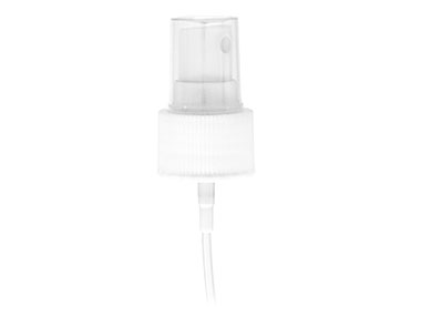 24/410 Finish, White, Sprayers, Fine Mist, Fine Ribbed, Clear Hood, 4 11/16" DT