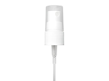 18/415 Finish, White, Sprayers, Fine Mist, Fine Ribbed, Clear Hood, 4 5/8" DT