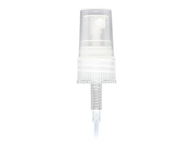 20/410 Finish, Natural, Sprayers, Fine Mist, Fine Ribbed, Clear PP Hood, 4 3/4" DT