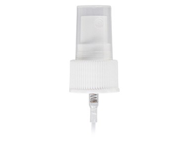 24/410 Finish, White, Sprayers, Fine Mist, Fine Ribbed, Clear Hood, 7" DT