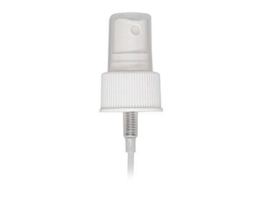 24/410 Finish, White, Sprayers, Fine Mist, Fine Ribbed, Clear Hood, 6 15/16" Dt