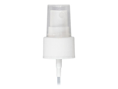 24/410 Finish, White, Sprayers, Fine Mist, Fine Ribbed, Clear Hood, 4" DT