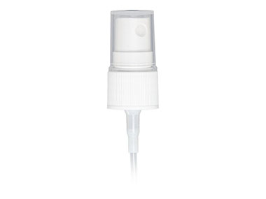18/410 Finish, White, Sprayers, Fine Mist, Fine Ribbed, Clear Hood, 3 1/8" Dt