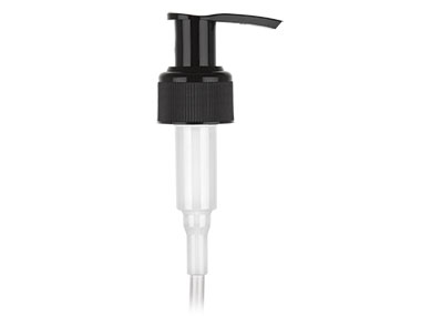 24/410 Finish, Black, Pumps, Lotion, Fine Ribbed, Lock Up, 1.2cc, 6 1/4" DT