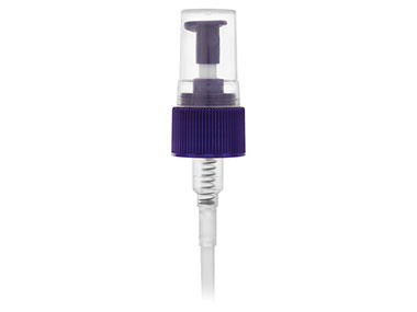 24/410 Finish, Purple, Sprayers, Regular Mist, Fine Ribbed, Clear Hood, 7 5/8" DT