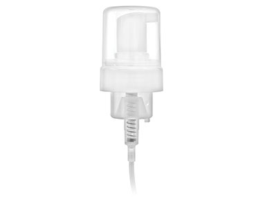 43mm Finish, White, Pumps, Foamer, Clear Hood, 4 3/4" DT
