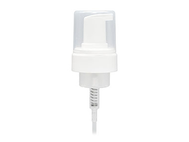 43mm Finish, White, Pumps, Foamer, Clear Hood, 4 1/2" Dt
